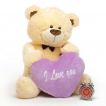 3.5 feet big light brown teddy bear with purple I Love You Heart